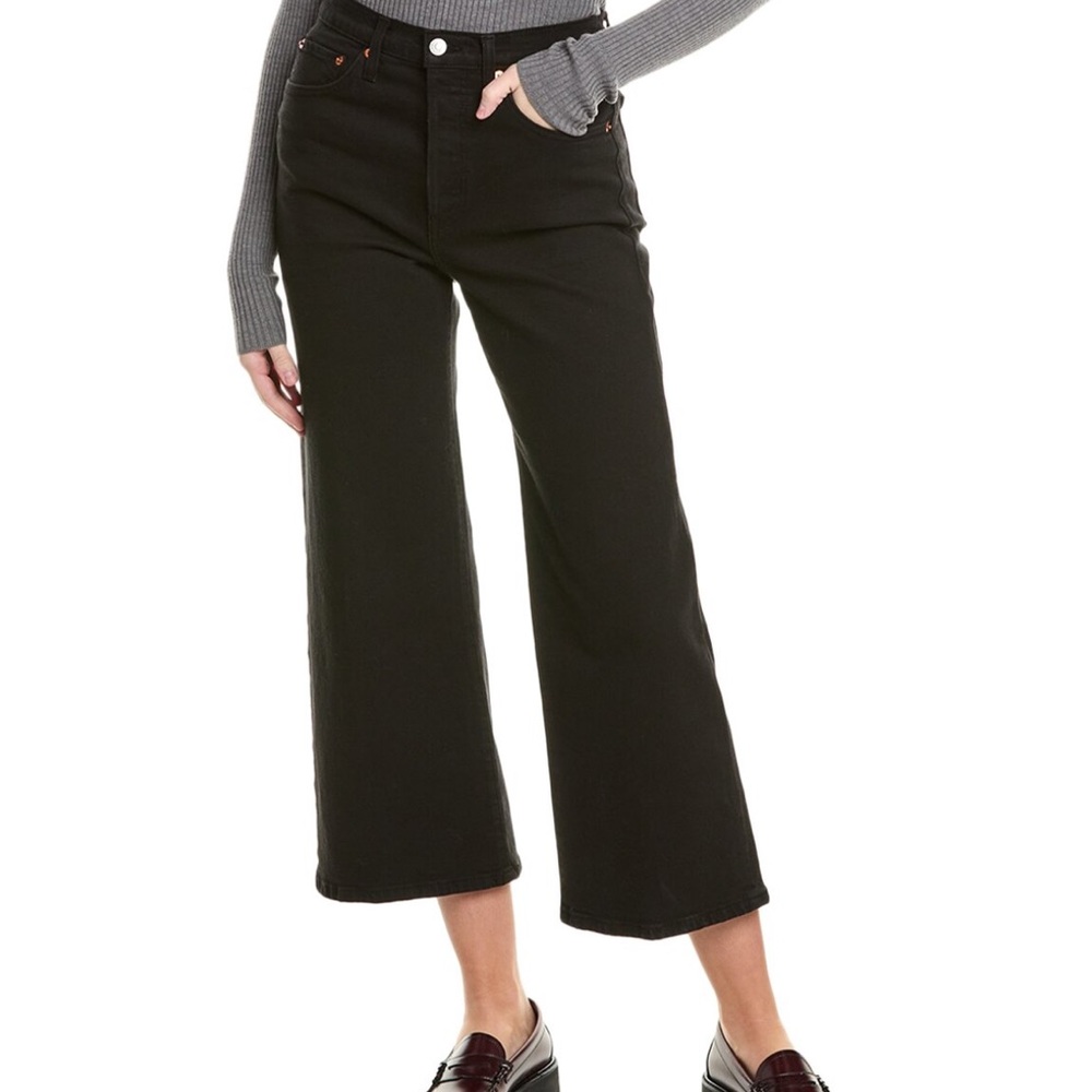 Re/Done Black, highrise crop denim Jean 28